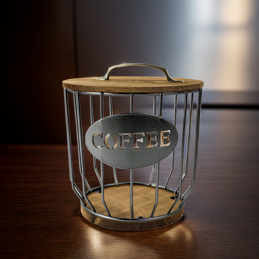 Estante de almacenamiento para cápsulas de café Black Metal, organizador de cocina, cesta