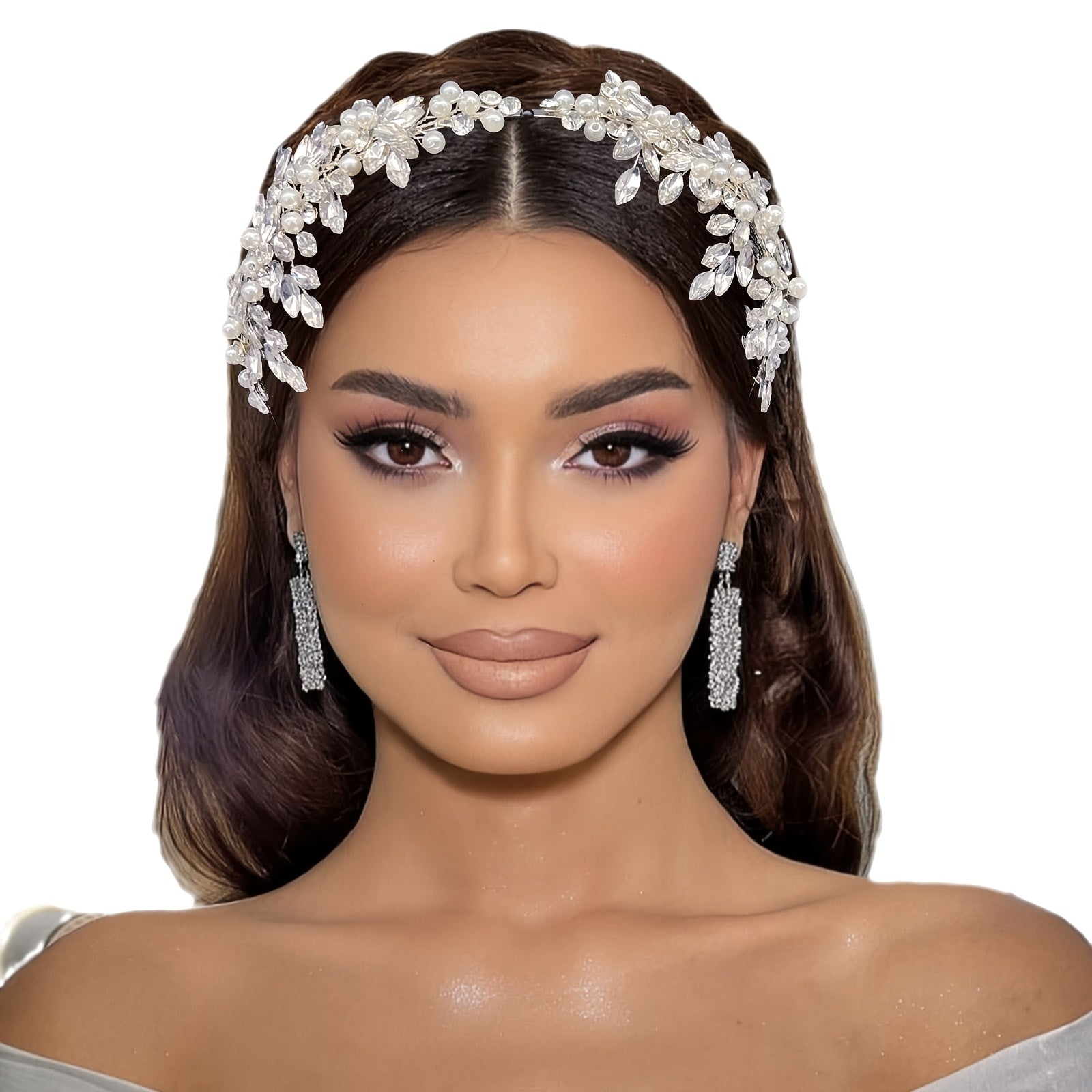 Diadema nupcial incrustación de agua con cuentas, accesorio elegante para boda