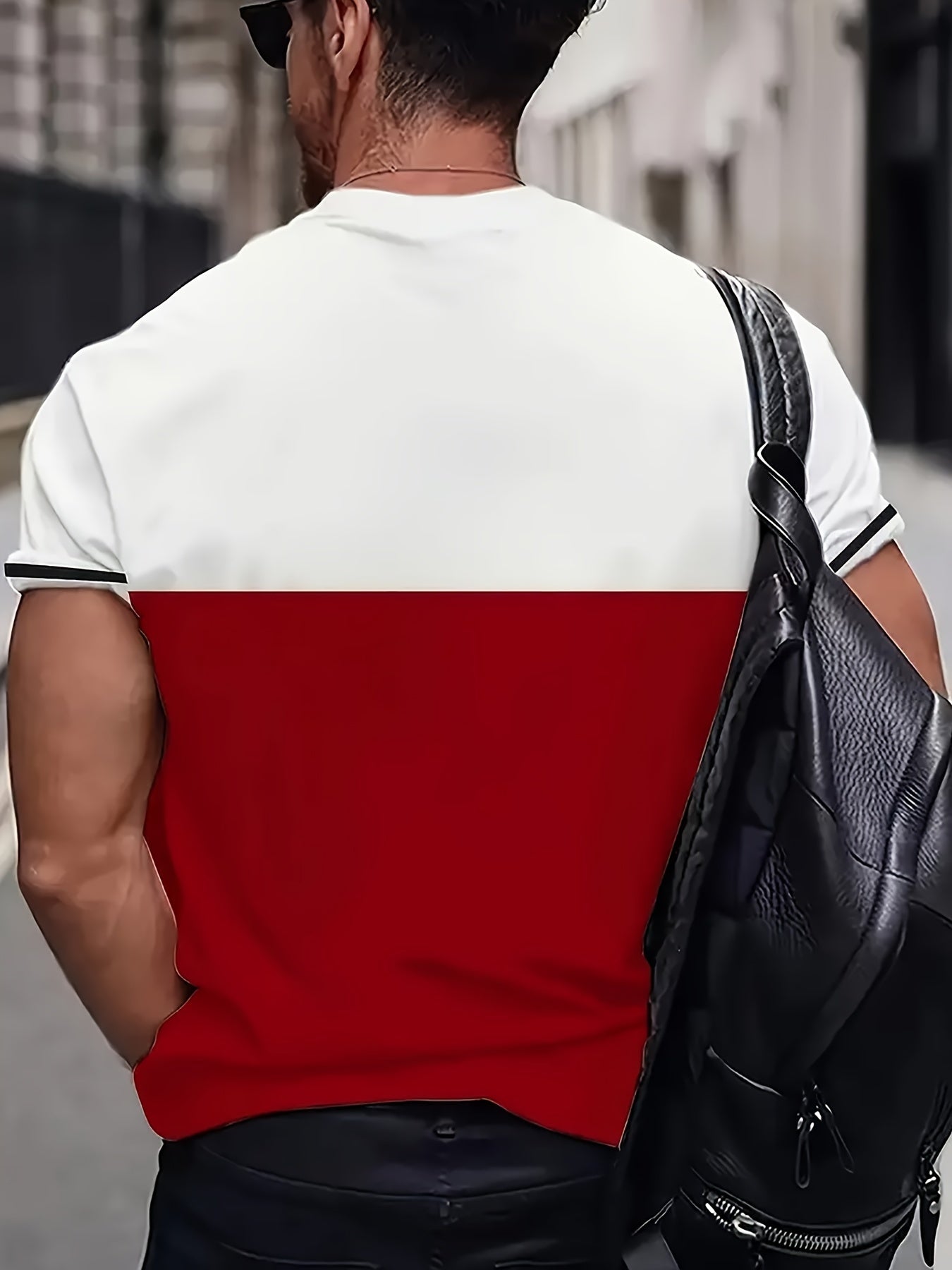 Мужская футболка с коротким рукавом и полосатым цветным блоком из полиэстера, повседневная, больших размеров