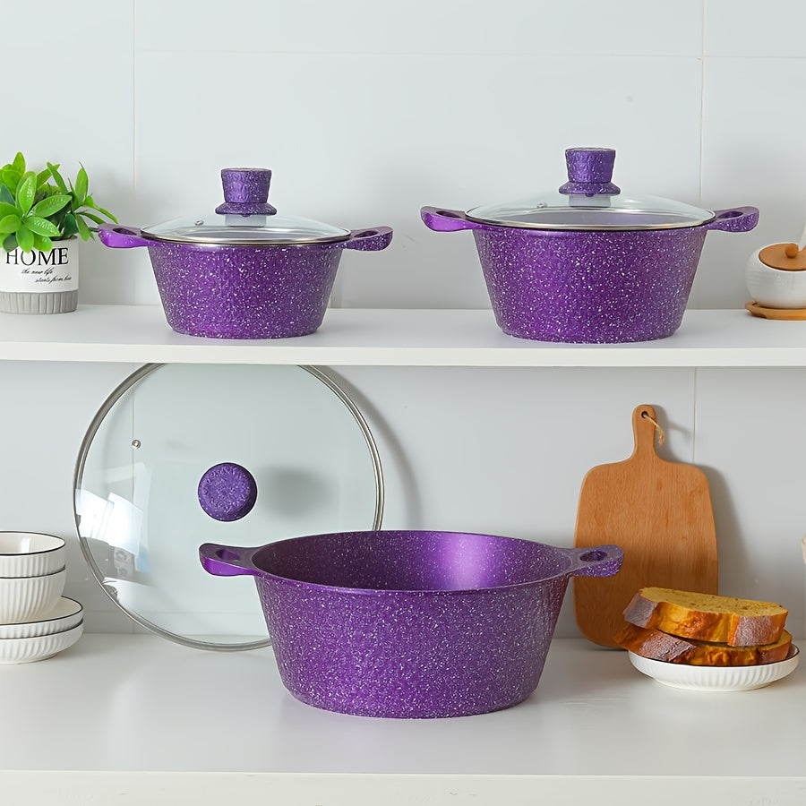 Juego de utensilios de cocina de aluminio duradero, ollas y sartenes antiadherentes para estufa de gas