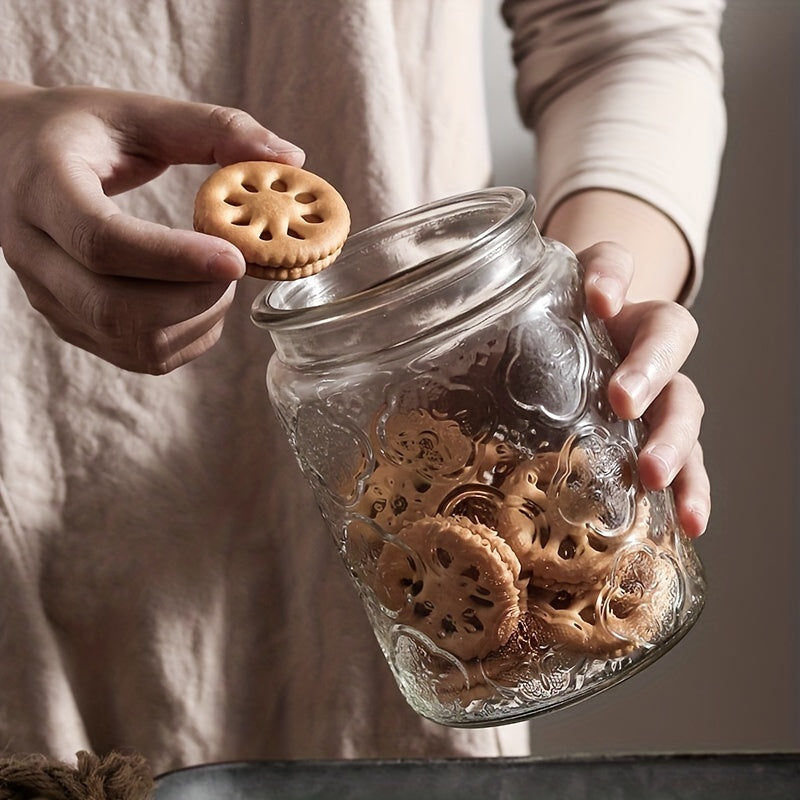 Tarro de almacenamiento de vidrio con tapa de bambú para té, café, azúcar, galletas, hermético