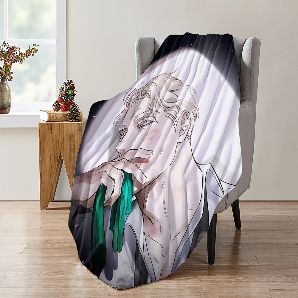 Soft Flannel Fleece Blanket with Anime Digital Print for Bed Sofa and Living Room