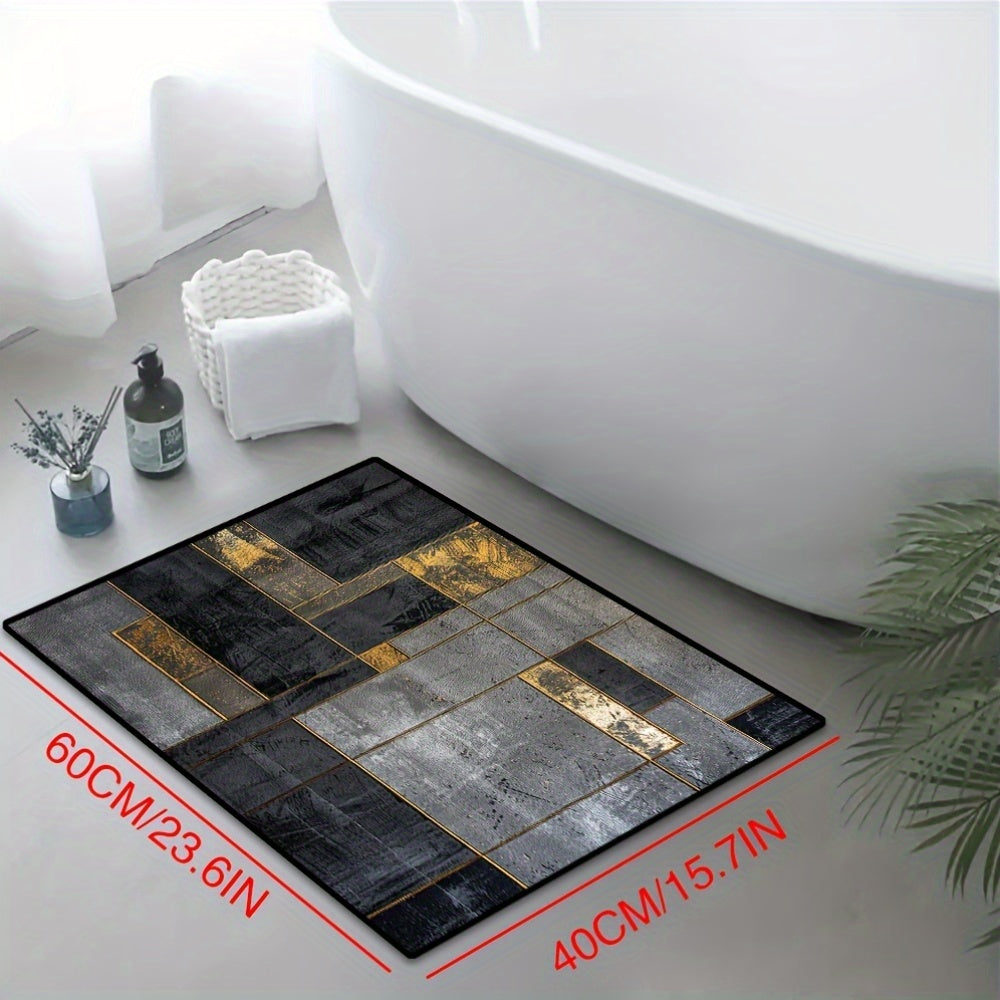 Non-Slip Velvet Runner Rug with Geometric Checkered Pattern for Corridor and Office