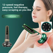 12-darajali elektr vakuumli bankalar massaj qiluvchi, tanani qirqish vositasi, issiq siqish, po'lat sharli rolik va 1800mAh litiy batareyasi bilan.