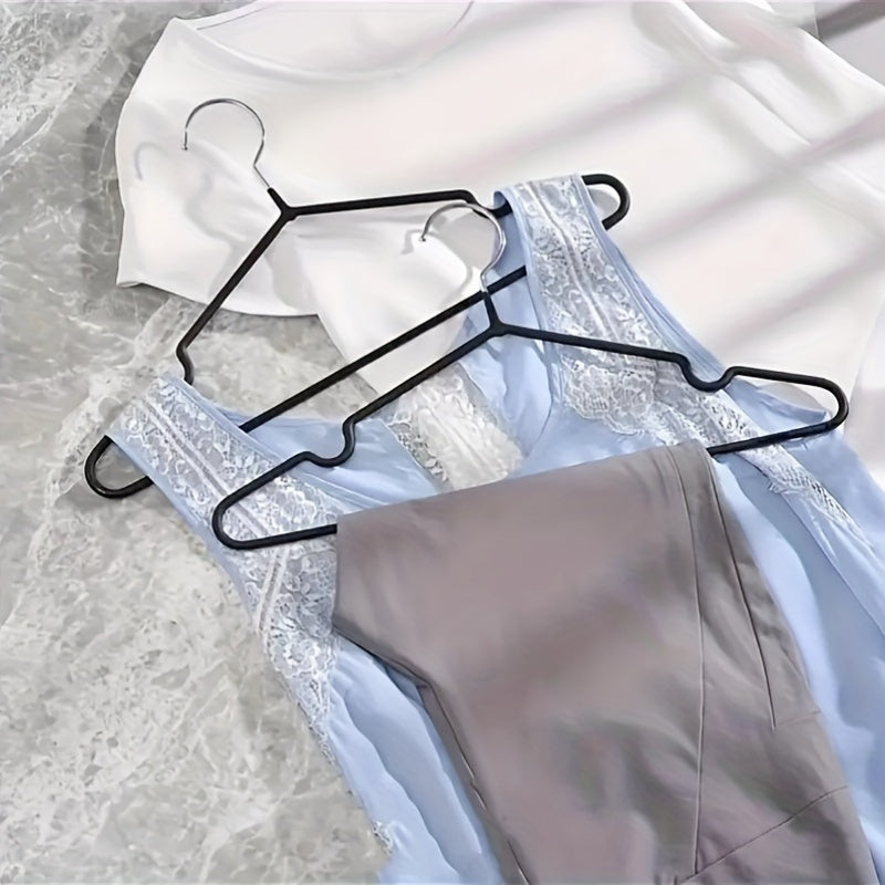 Set of 10 Metal Clothes Hangers Non-Slip Plastic Coated Sturdy Adult Hangers for Air Drying and Organization