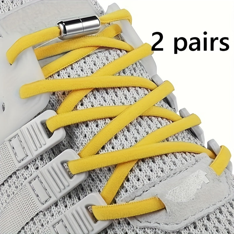 Unisex Elastic No-Tie Shoe Laces with Metal Locks, Washable, Secure Fit