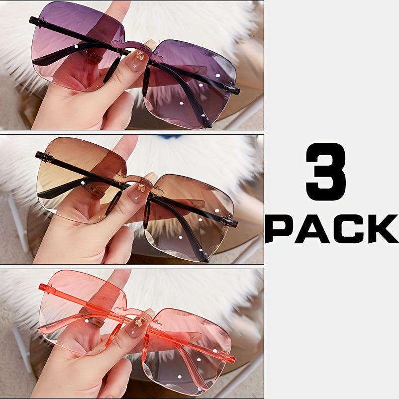 Women's Frameless Fashion Glasses Set for Shopping and Photography