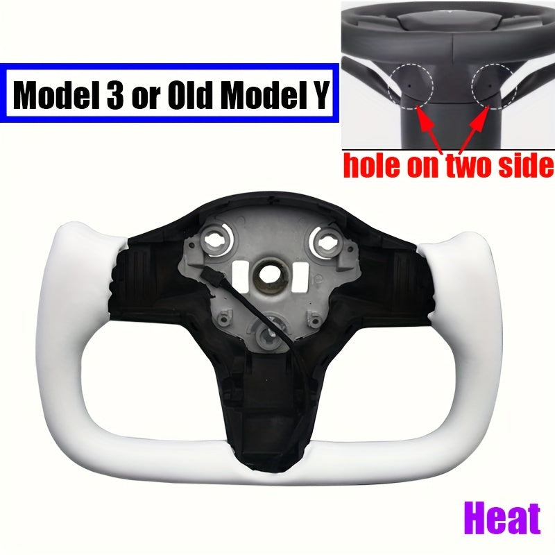 Car Steering Wheel Cover Black White Nappa Yoke for Tesla Model Y 2024