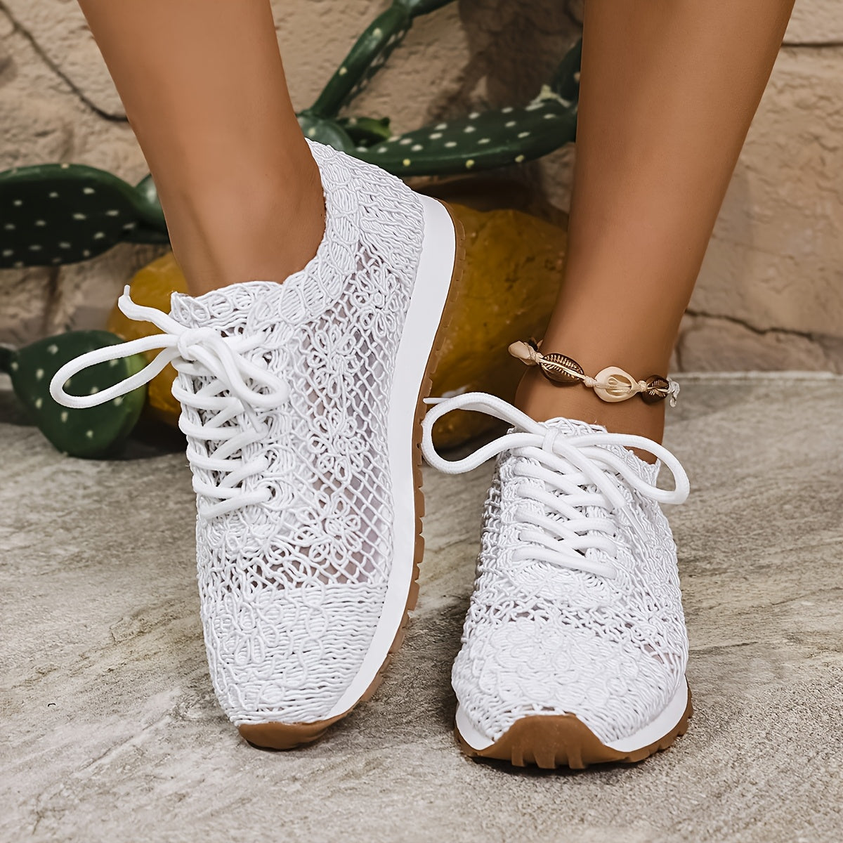Women’s Summer Mesh Casual Shoes Breathable Fabric Rubber Sole Solid Color