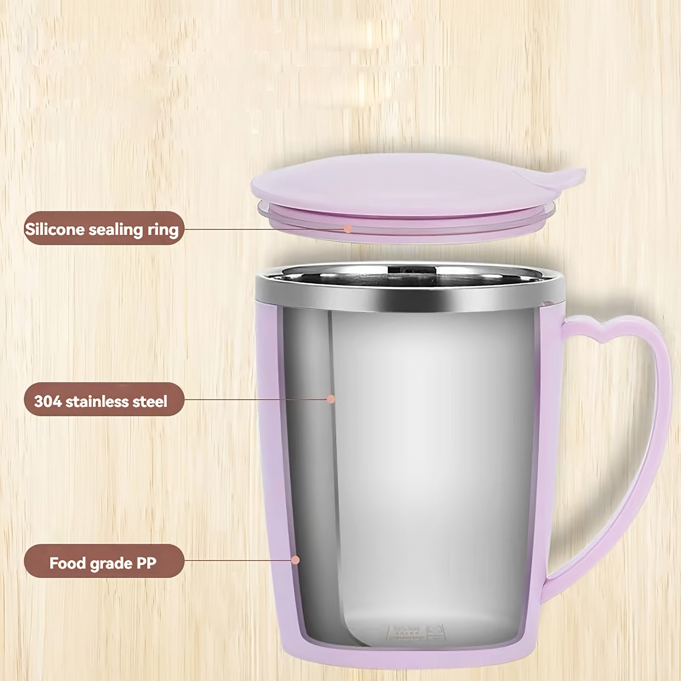 304 Stainless Steel Coffee Mug 350ml Double-Walled Insulated Hot Cold Drinkware