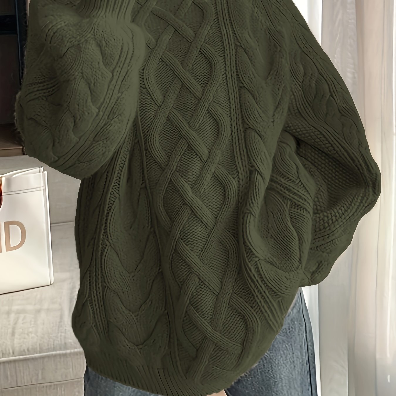 Plus-Size Women's Loose Fitting Knit Sweater Long Sleeve Casual Pullover