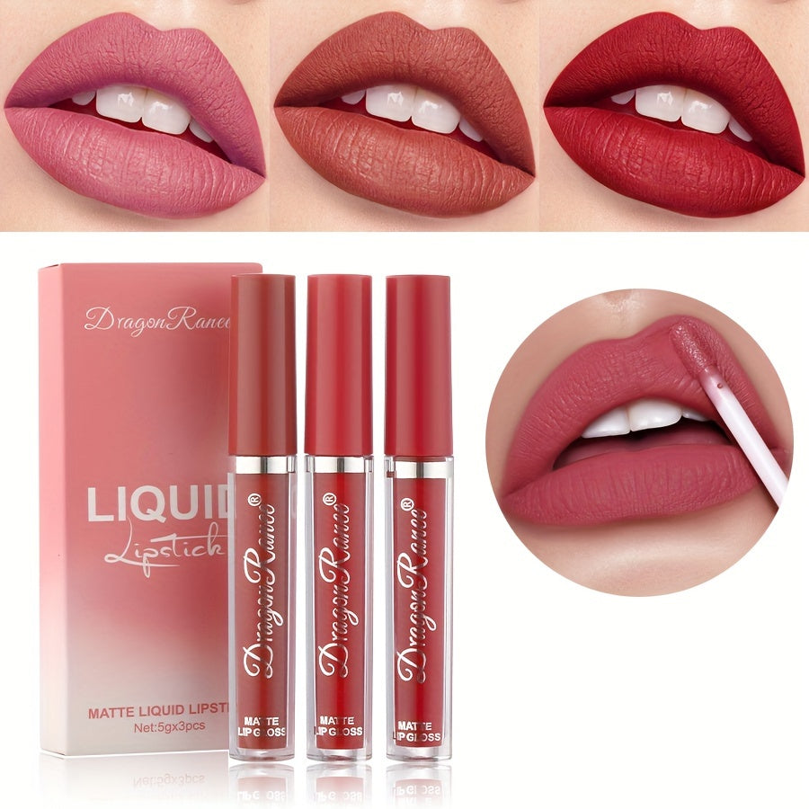 Women's Velvet Matte Lipstick Set 3-Pack Long-Lasting Non-Fading Moisturizing