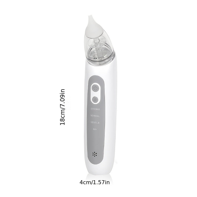 Limpiador eléctrico portátil para nariz con 3 velocidades, música suave, recargable por USB, blanco gris
