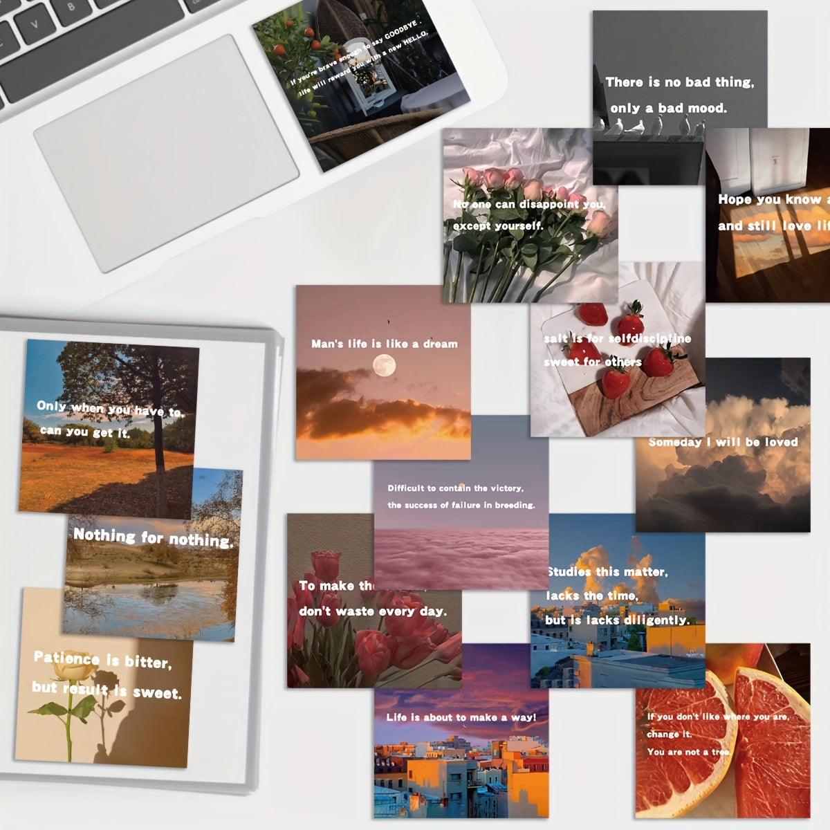 Set of 50 Waterproof PVC Inspirational Quote Stickers for Laptops Phones and Luggage