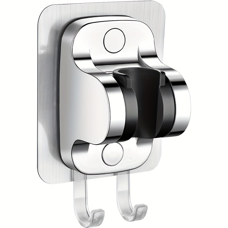 Juego de soporte para cabezal de ducha con acabado en cromo, base ajustable, flexible, con rociador de mano