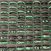 Glow-in-the-Dark Stainless Steel Rings Set of 10 or 20 for Punk and Hip Hop Style