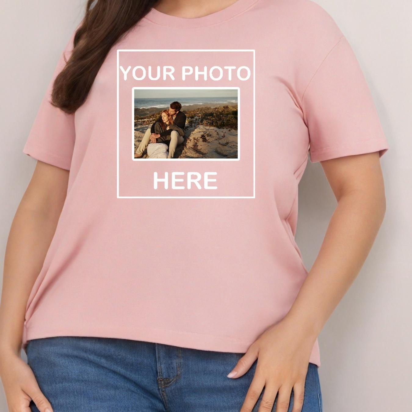 Women's Casual Short Sleeve T-Shirt Personalized Photo Black Polyester Blend