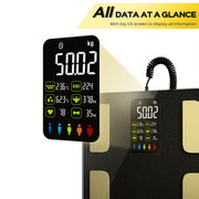 8 elektrodli LCD uy shkalasi, tortib olinadigan tutqich, 181.44 KG sig'imi bilan.