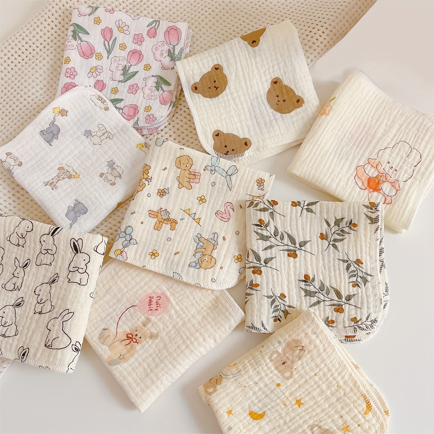 Set of 6 Soft Gauze Bath Towels for Baby Bathing, Face Washing, and Feeding