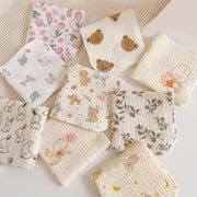 Set of 6 Soft Gauze Bath Towels for Baby Bathing, Face Washing, and Feeding