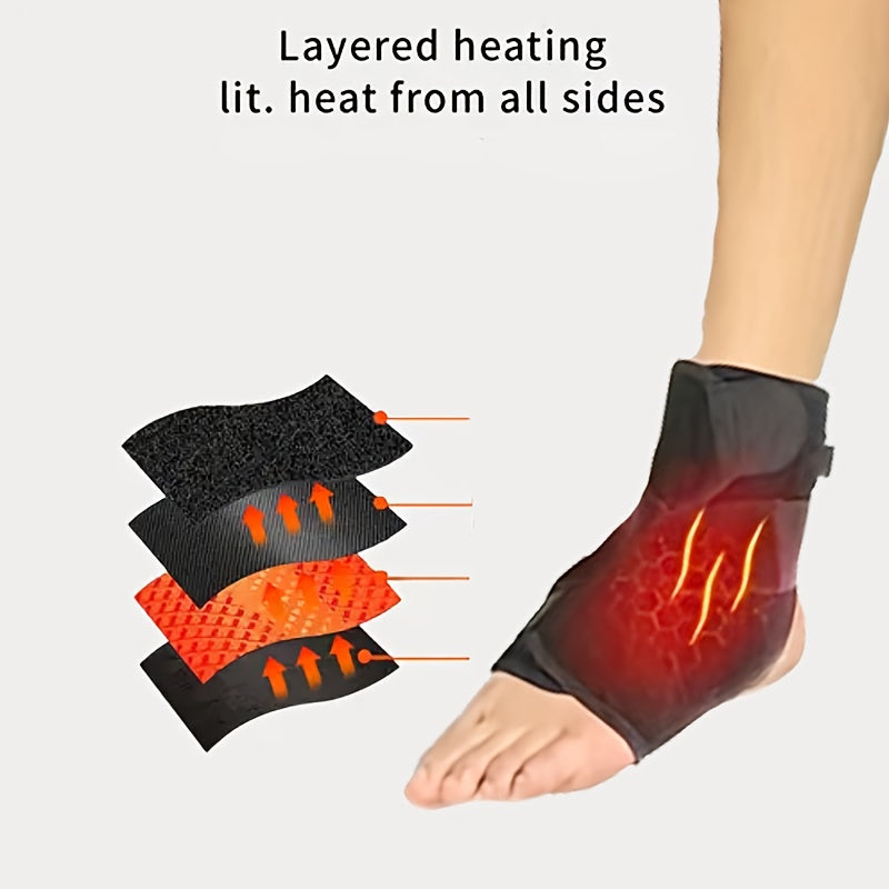 Faja de tobillo con calefacción y masajeador ajustable para rodillas y codos, alimentado por USB, 3 niveles de calor