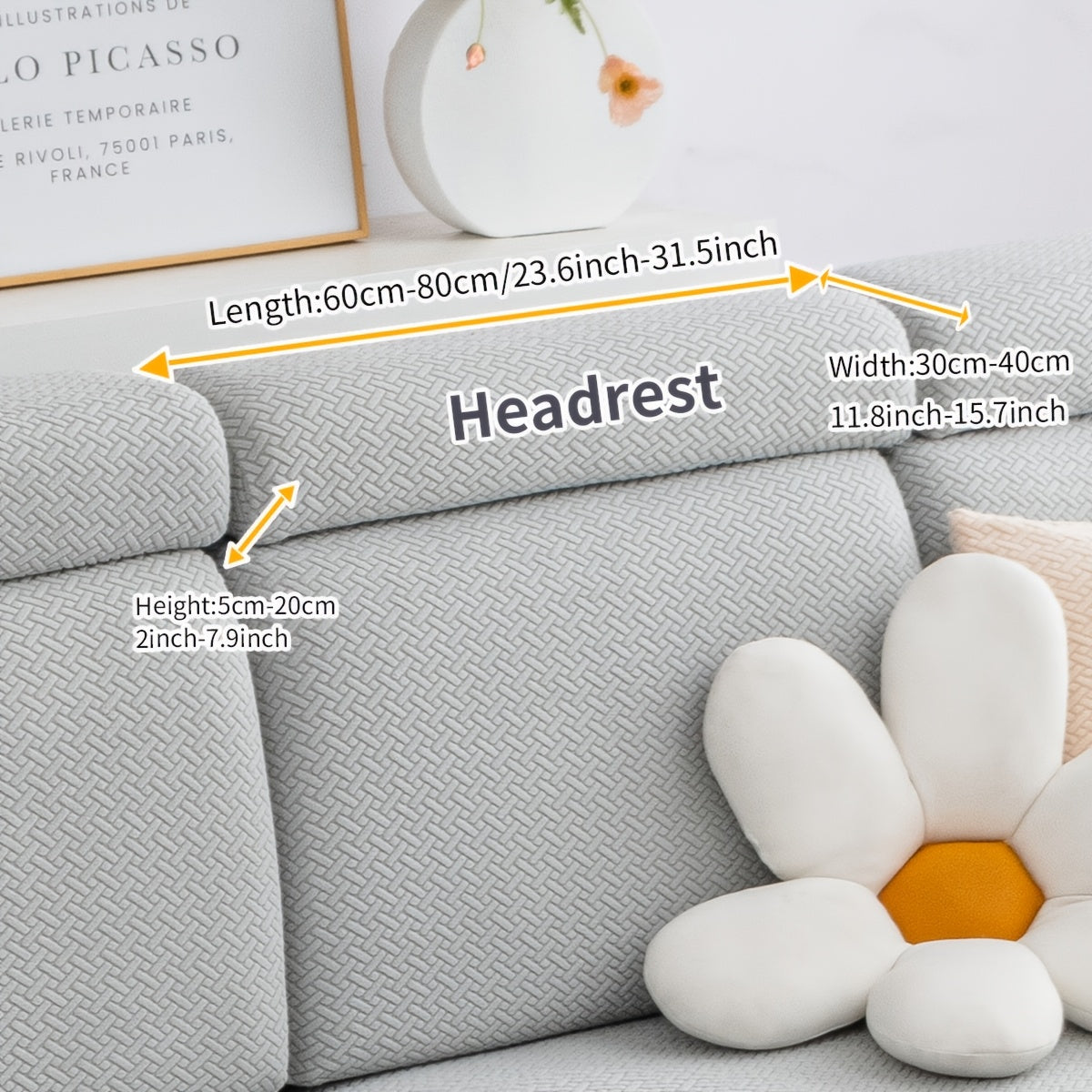 Checkered Pattern Polar Fleece Sofa Cover Boho Style Stretch Fabric Stain and Pet Scratch Protection