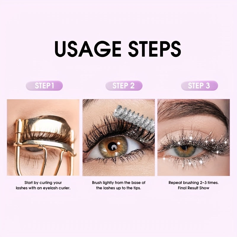 Waterproof Smudge-Proof Volumizing Mascara with Glitter Effects for Long-Lasting Lashes