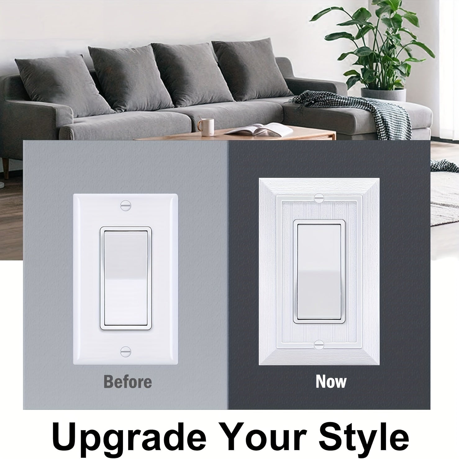 Placas decorativas de pared con diseño de veta de madera retro, 1, 2, 4 o 10 piezas, compatibles con interruptores y tomas de corriente