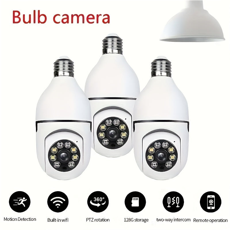 E27 Smart Home Security Camera 360° Panoramic WiFi Night Vision Motion Detection