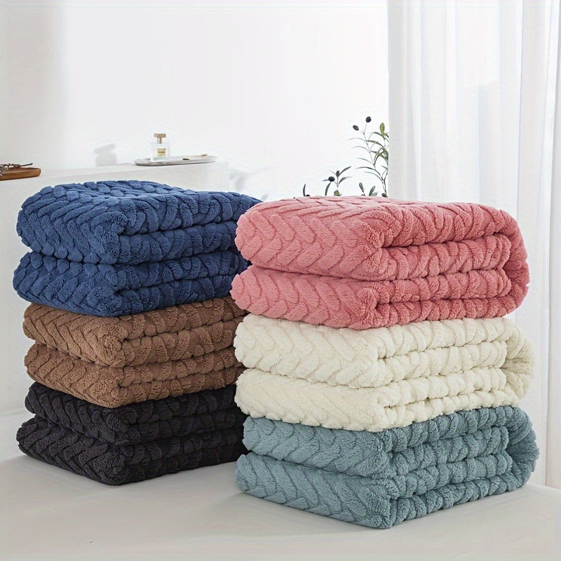 Contemporary Geometric Taffeta Throw Blanket 250-300gsm Multi-Use Home Decor