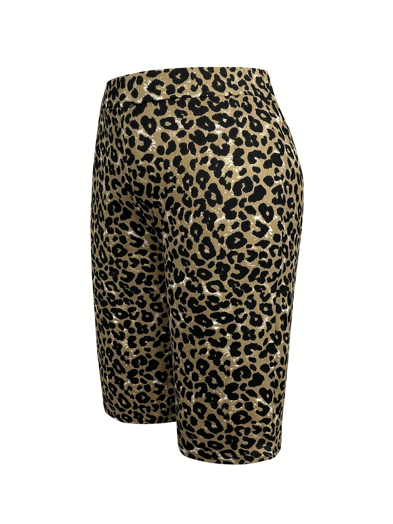 Women's Plus Size Leopard Print Capri Pants Stretchy Wide Leg Lightweight