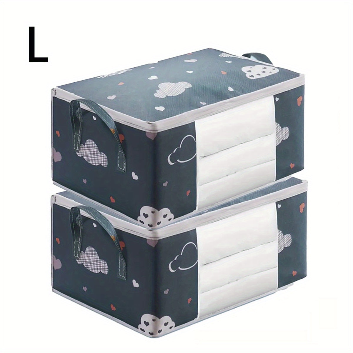 Large Capacity Quilt Storage Bag with Clear Window Foldable Portable Clothes Organizer