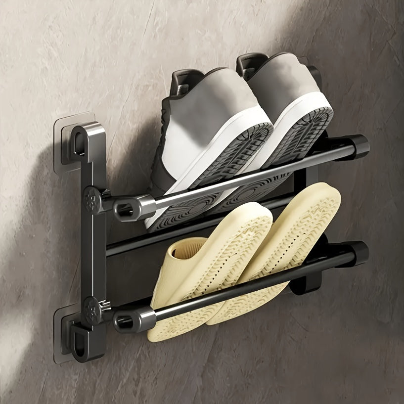 Wall-Mounted Shoe Storage Organizer No-Drill Metal Shelf for Bathroom Doorway