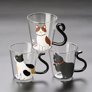 8.8oz Cat Glass Mug Heat Cold Resistant Reusable Animal Print Coffee Tea Cup