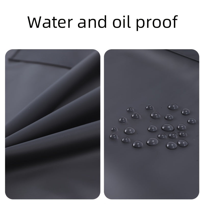 Waterproof Transparent TPU Apron with Brown Straps Stain-Resistant Adjustable Kitchen Tool Pockets