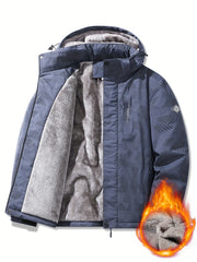 Men's Fleece Jacket Hooded with Pockets for Outdoor and Casual Wear