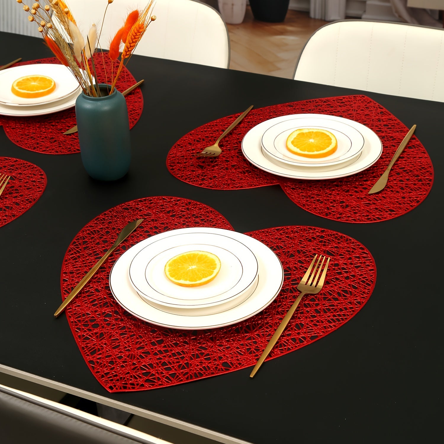 Valentine's Day Tableware Placemats for Restaurant and Hotel Dining Sets of 2 4 6 8 Heat Insulation Anti-Slip