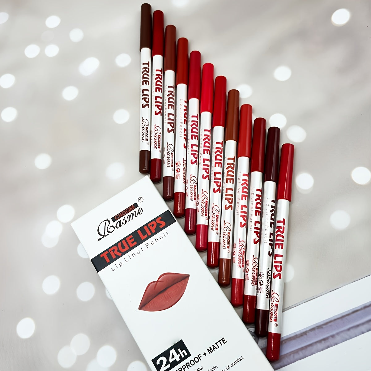 Set de lápiz labial y perfilador de labios para mujer, color pasta de frijol mate, 12 piezas, no fácil de desvanecer