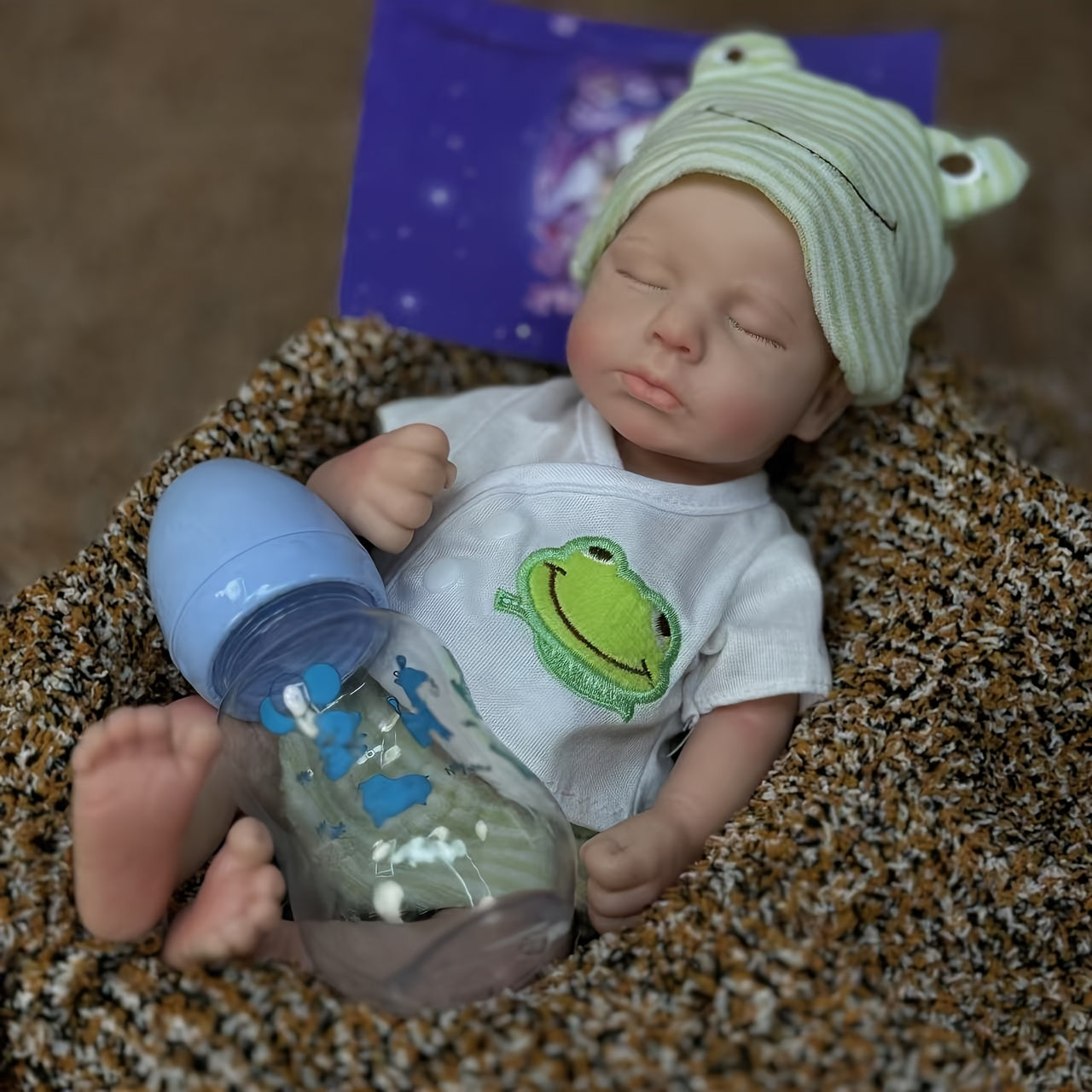 Reborn Doll 33cm Silicone Waterproof Openable Mouth Feeding Accessory Pink Outfit for Kids