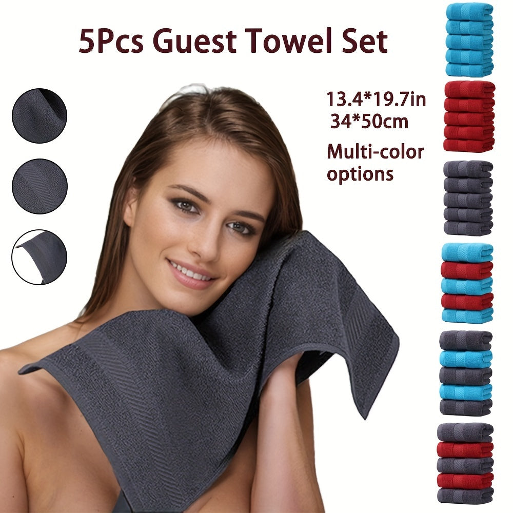 5-Piece Cotton Guest Towel Set Soft Absorbent Travel Towels 13.4x19.7 Inches