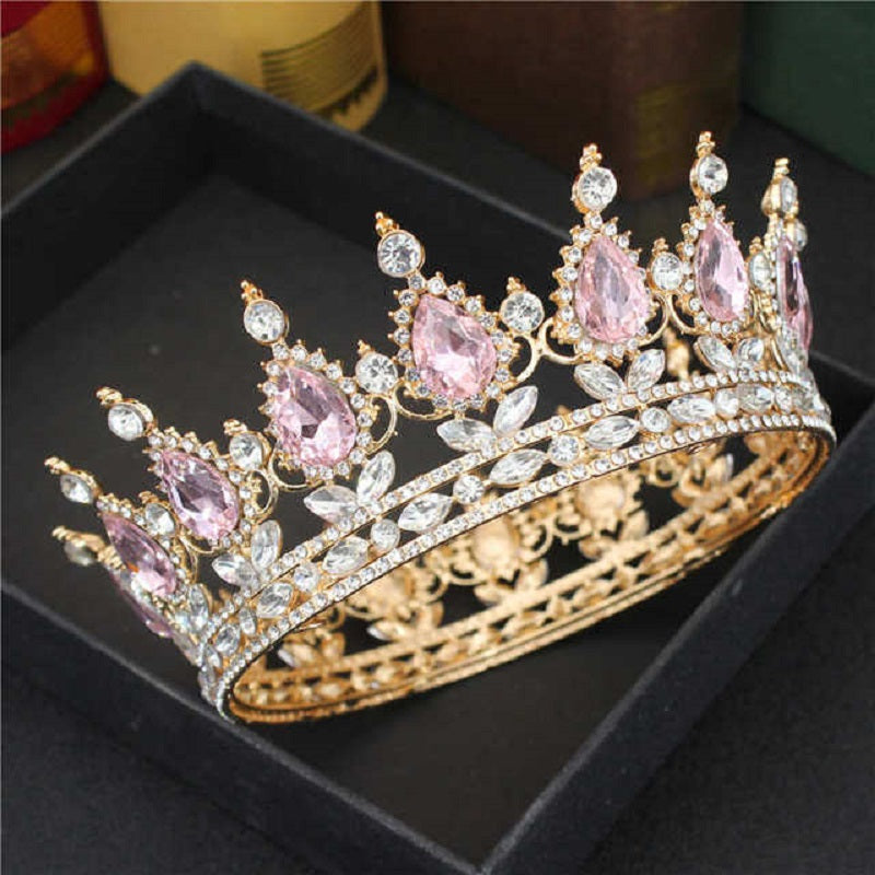 Wedding Crown for Women and Girls Rhinestone Gold Baroque Queen Tiara Bridal Headpiece