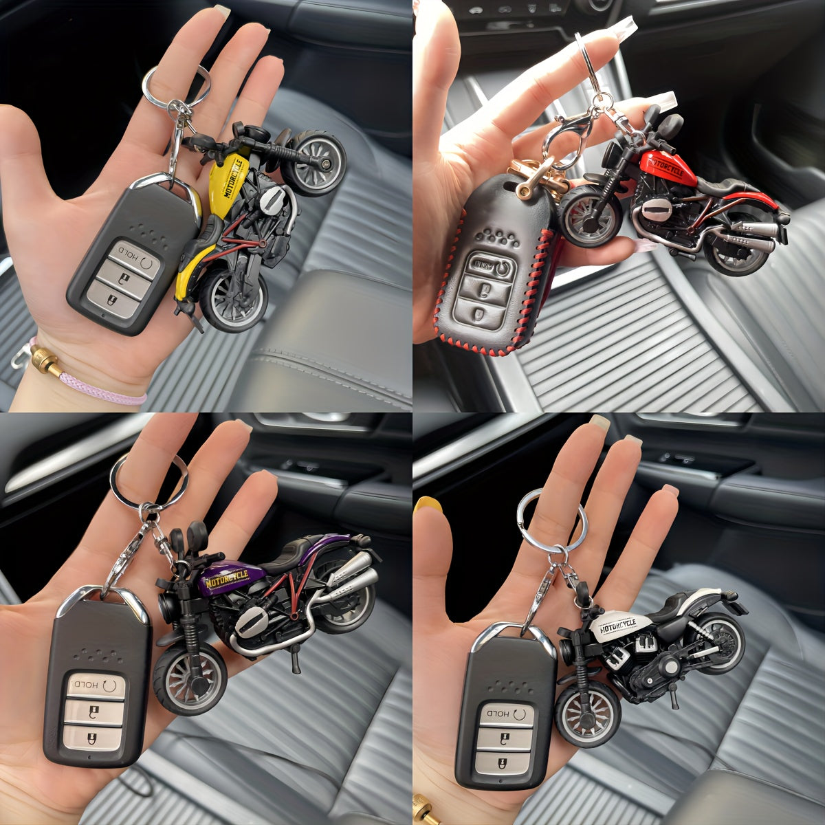 Mini Motorcycle Model Car Keychain Trendy Key Holder Stylish Keyring for Men Women