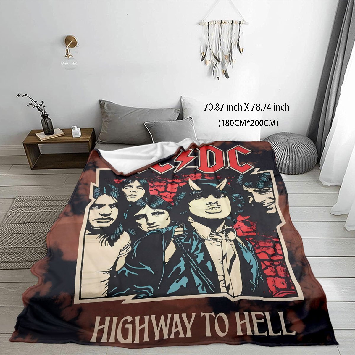 Music-Themed Flannel Throw Blanket with Digital Print for Bedroom and Living Room