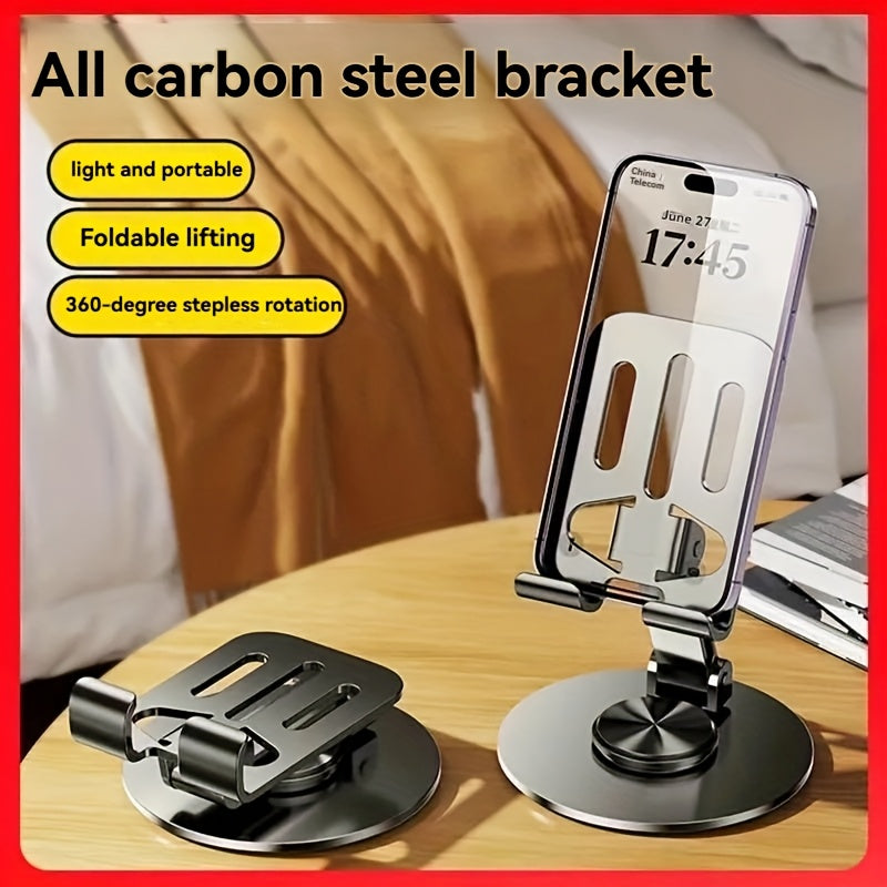 All Metal 360° Rotatable Foldable Phone Holder for Streaming Carbon Black