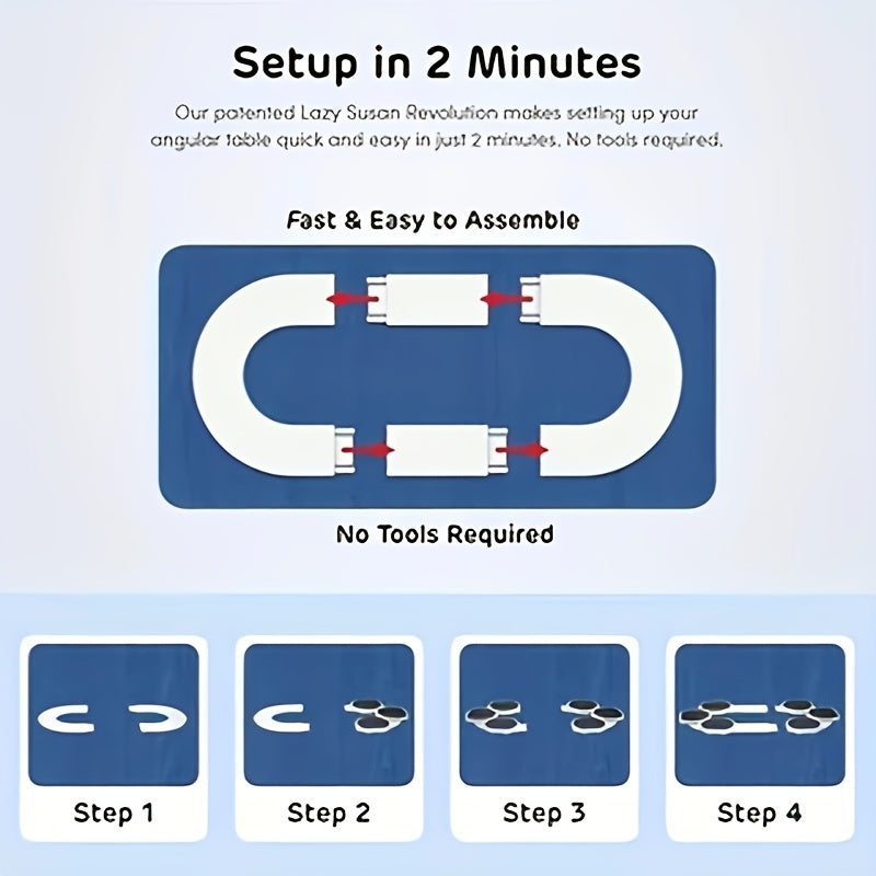 16-Piece Expandable Lazy Susan Turntable for Kitchen and Dining Rectangular Oval Tables