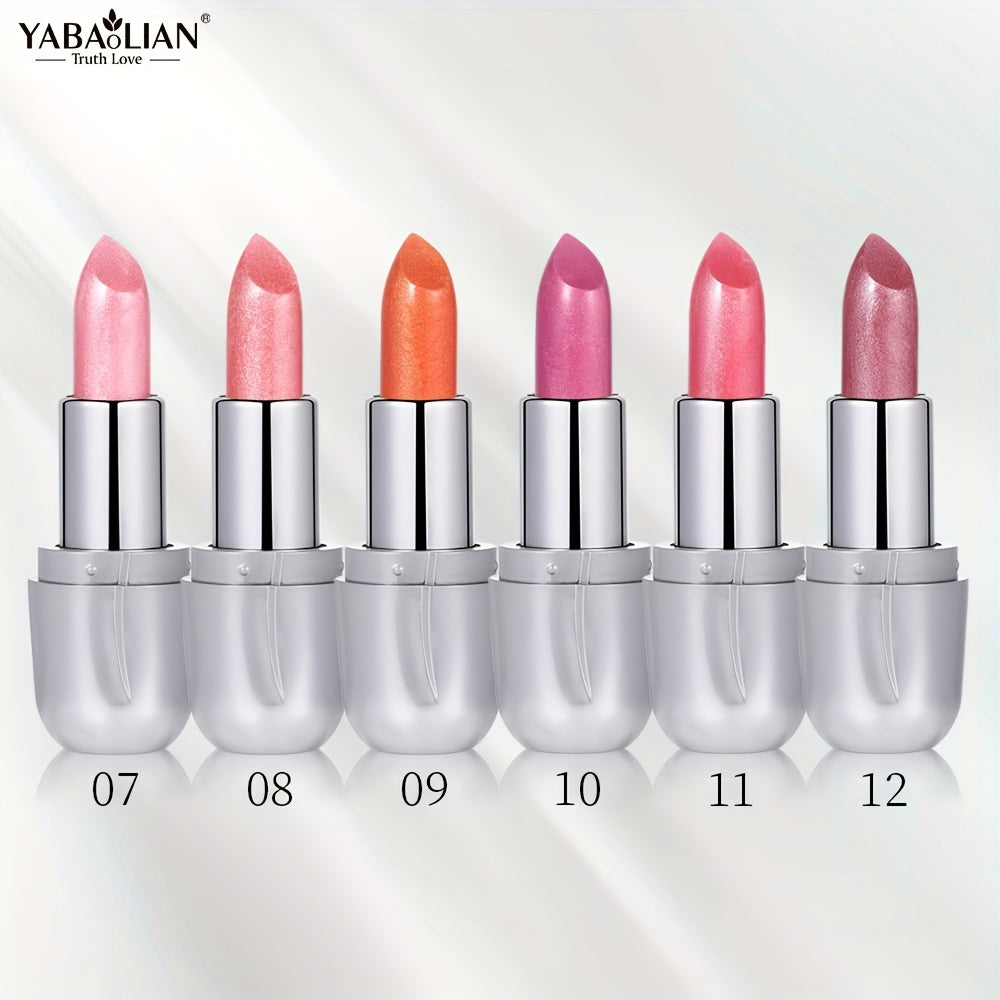 Mujer Barra de Labios Metálica de Larga Duración a Prueba de Agua con Efecto Perlado Naranja Rosa