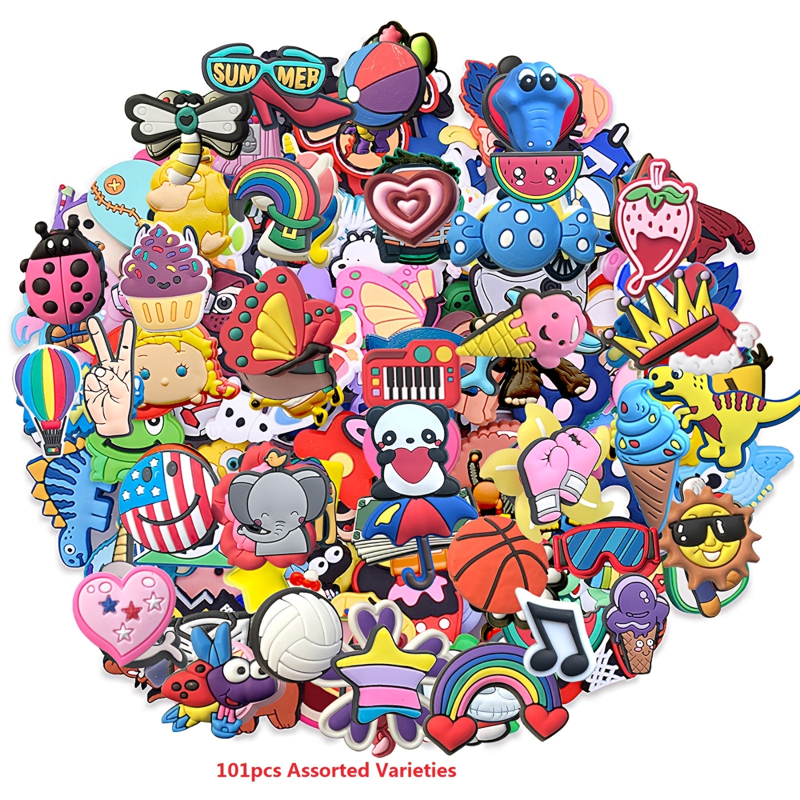 Unisex Shoe Charms Assorted Varieties for Sneakers Decoration 101pcs