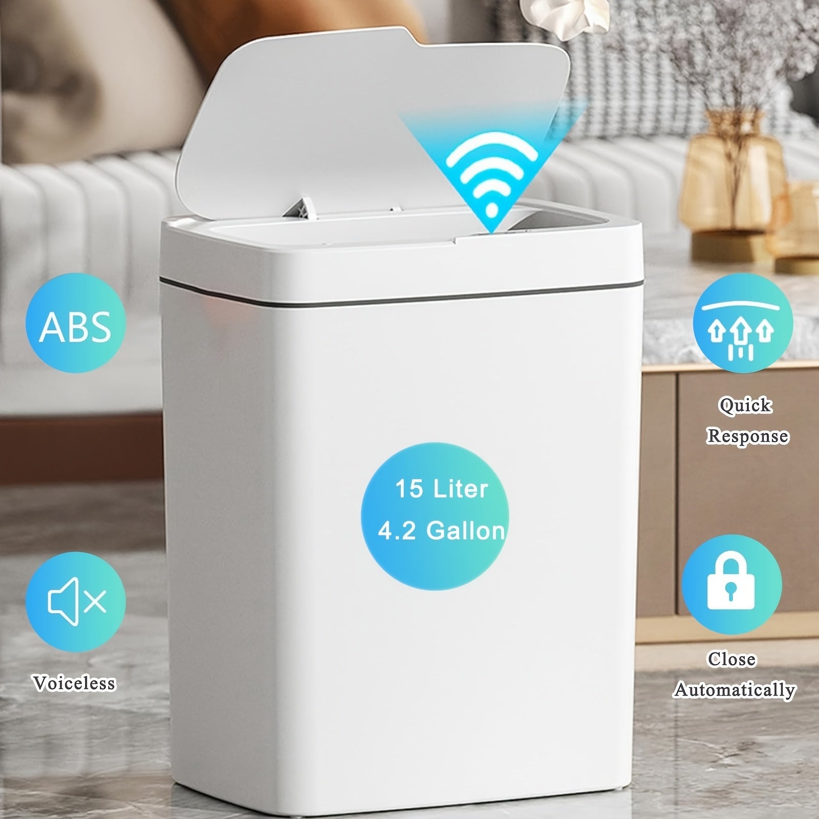 Plastic Smart Motion-Sensor Trash Can for Multipurpose Use