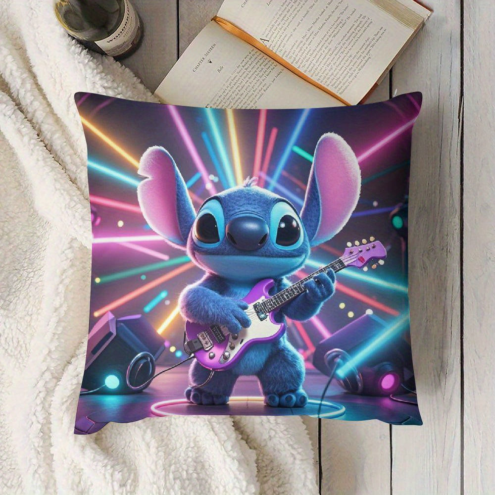 Set of 2 Disney Stitch Guitarist Pillow Covers 45.72 cm Square for Sofa Living Room Outdoor