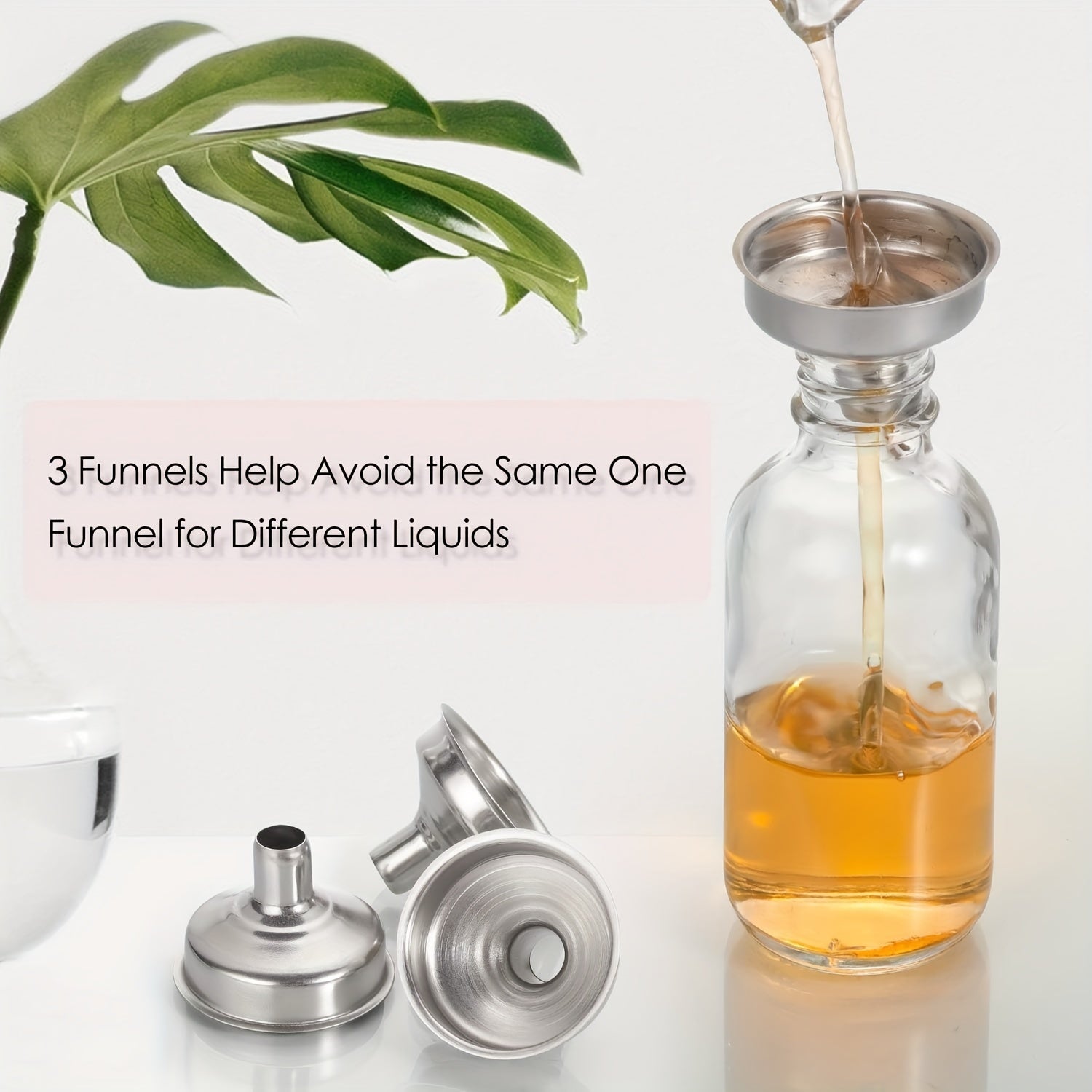 12 Mini 2oz Clear Glass Bottles with Lids and Stainless Steel Funnels for Juice Wellness Shots and Liquor